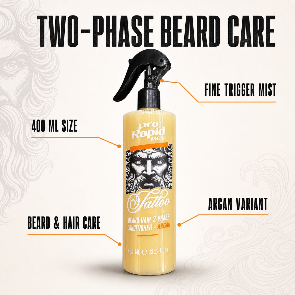 ProRapid Beard Hair 2-Phase Conditioner formula and size details
