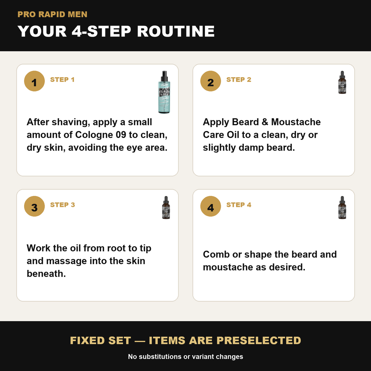ProRapid beard oil and Cologne 09 two-step grooming routine