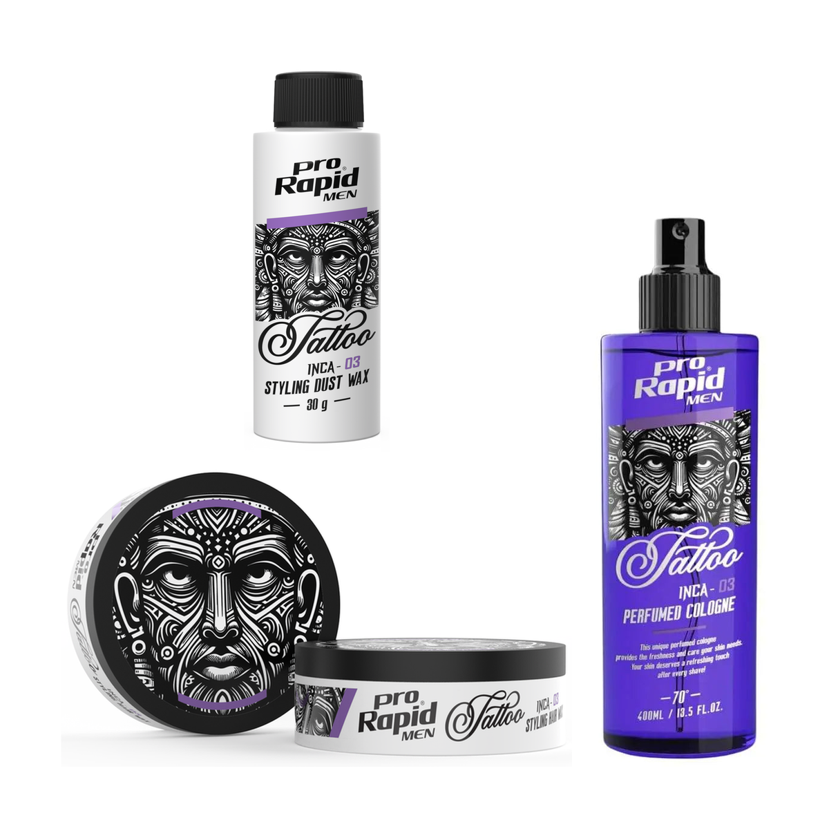 ProRapid Complete INCA 03 Styling & Cologne Trio fixed bundle on a clean white background