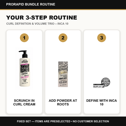 ProRapid Curl Definition & Volume Trio – INCA 10 step-by-step ProRapid grooming routine