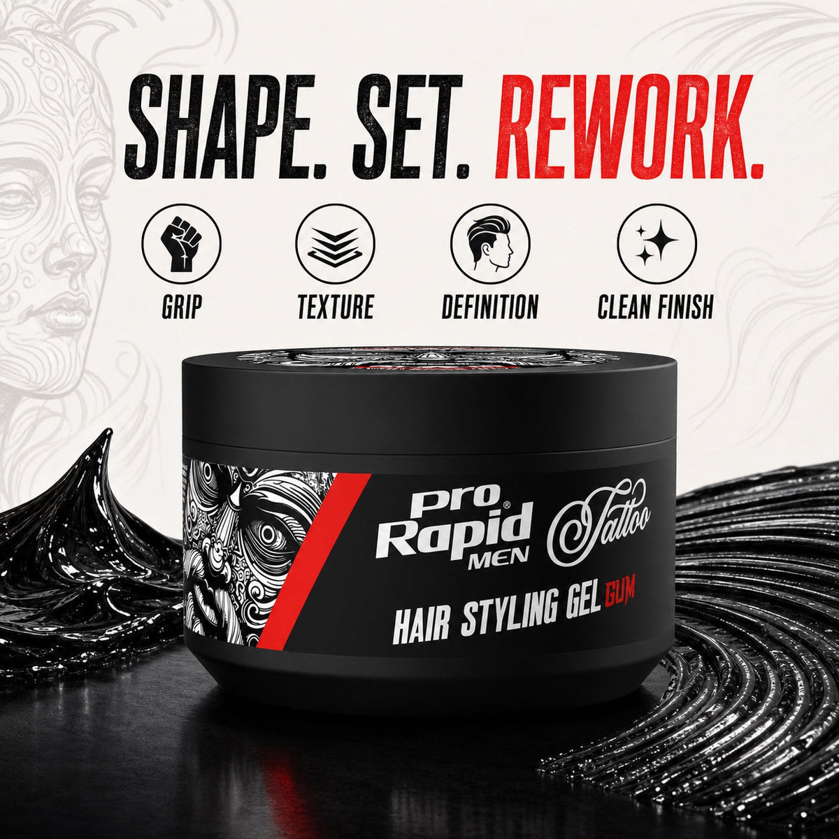 ProRapid Hair Styling Gel-Gum 300g hold and texture result