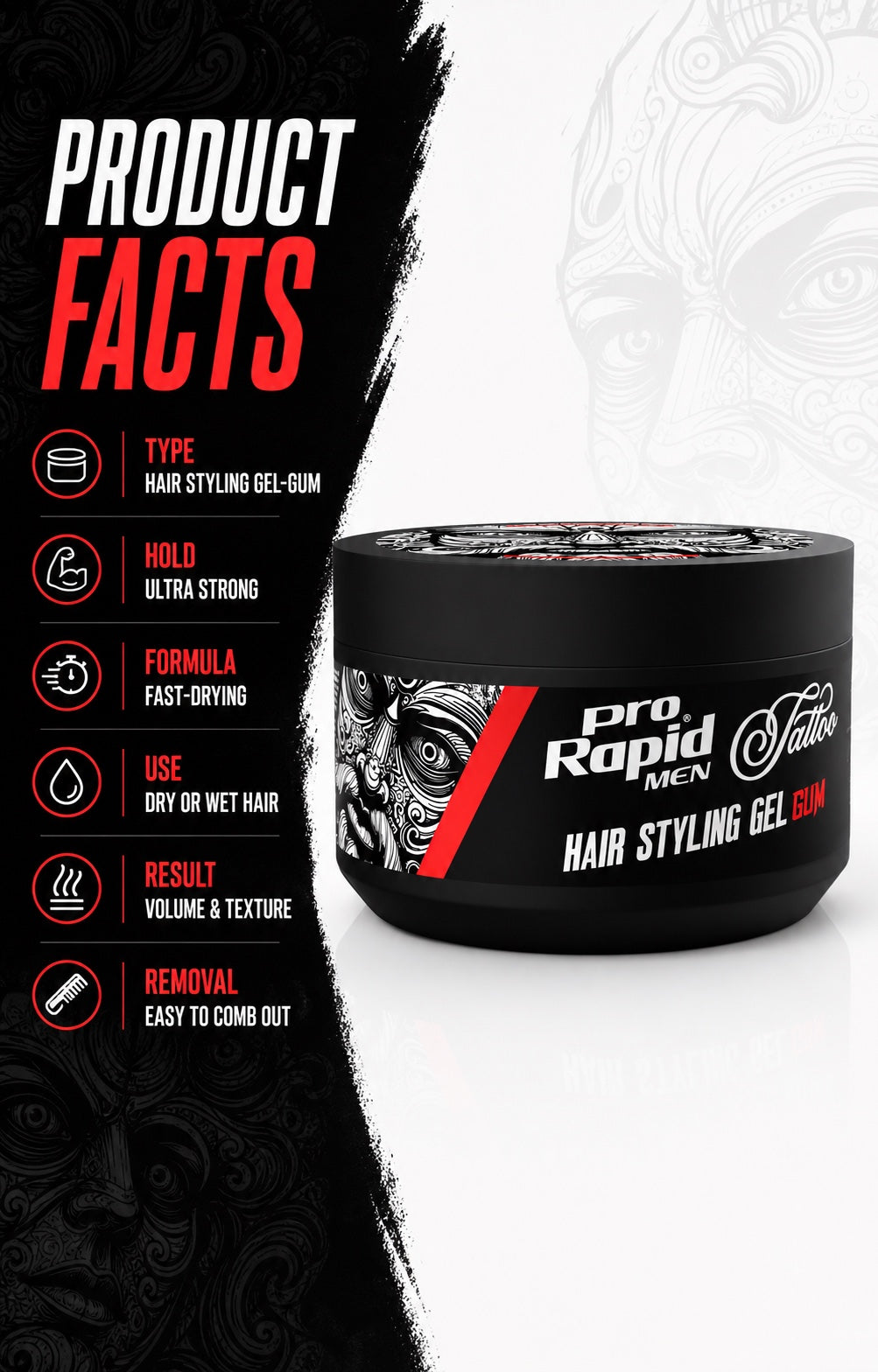 ProRapid Hair Styling Gel-Gum 300g product facts
