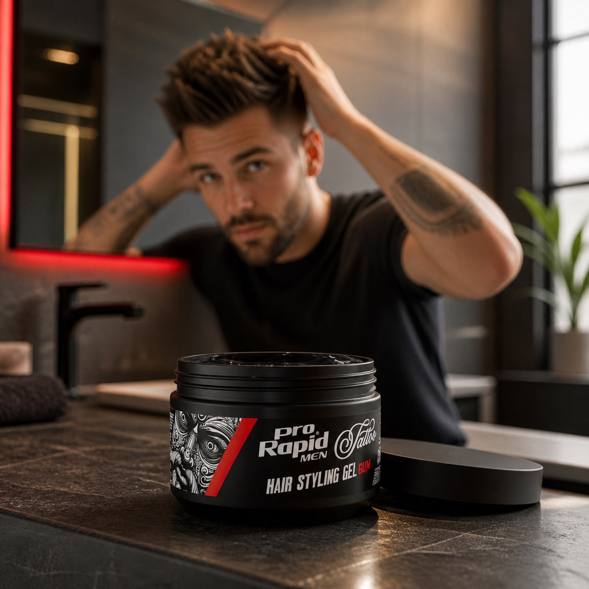 Styled hair result using ProRapid Hair Styling Gel-Gum