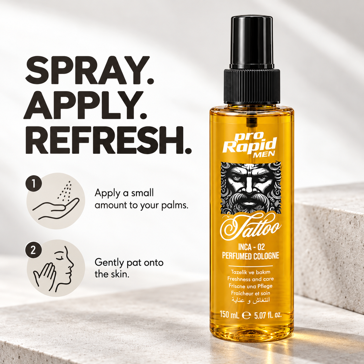 How to apply ProRapid INCA 02 Perfumed Cologne to the skin