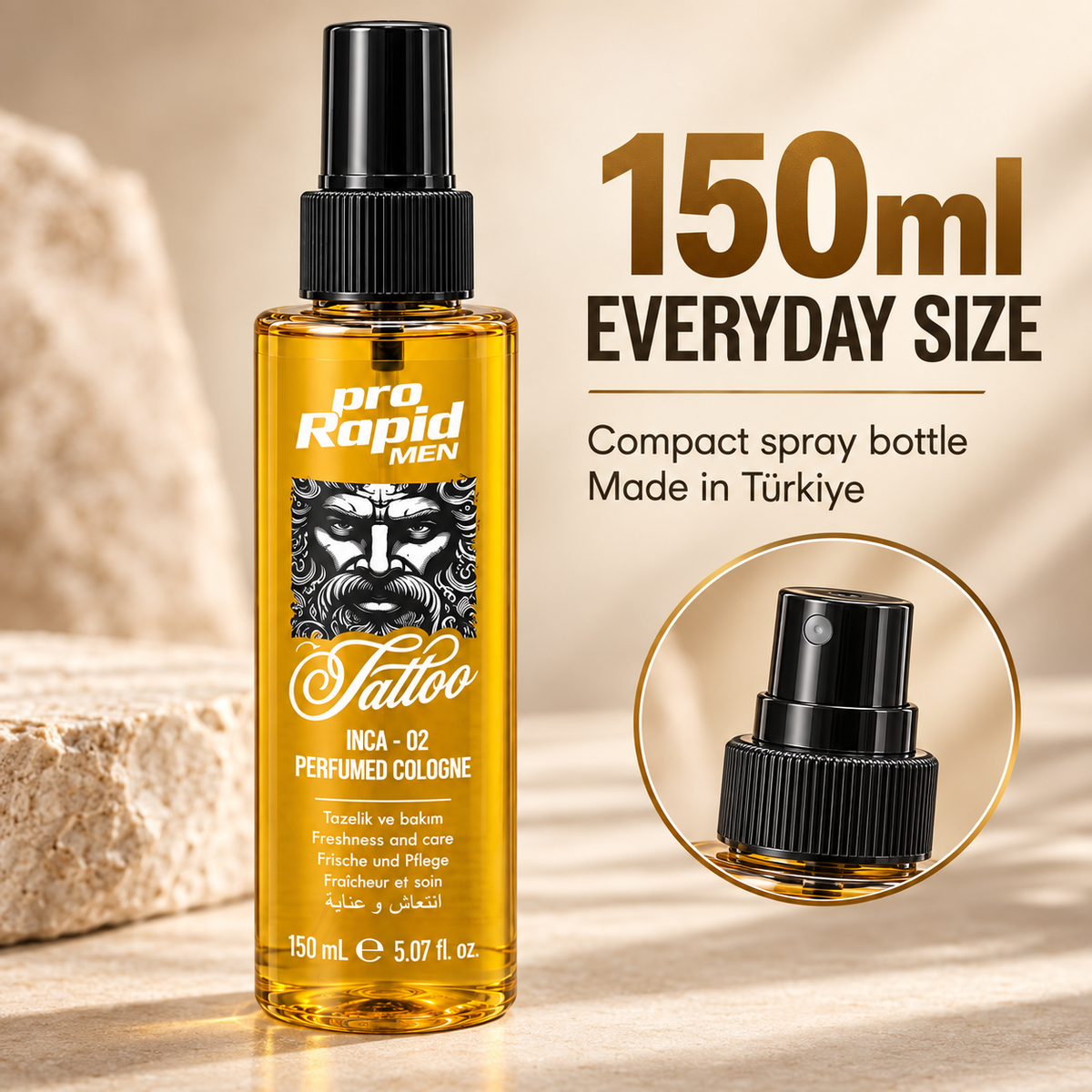 ProRapid INCA 02 Cologne 150ml compact spray bottle detail