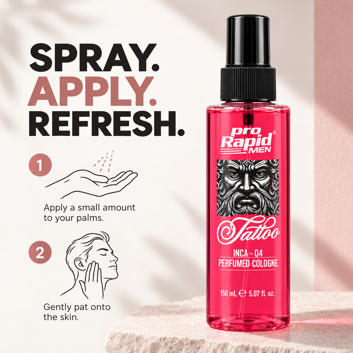 ProRapid INCA 04 Tattoo Perfumed Cologne 150ml how to apply