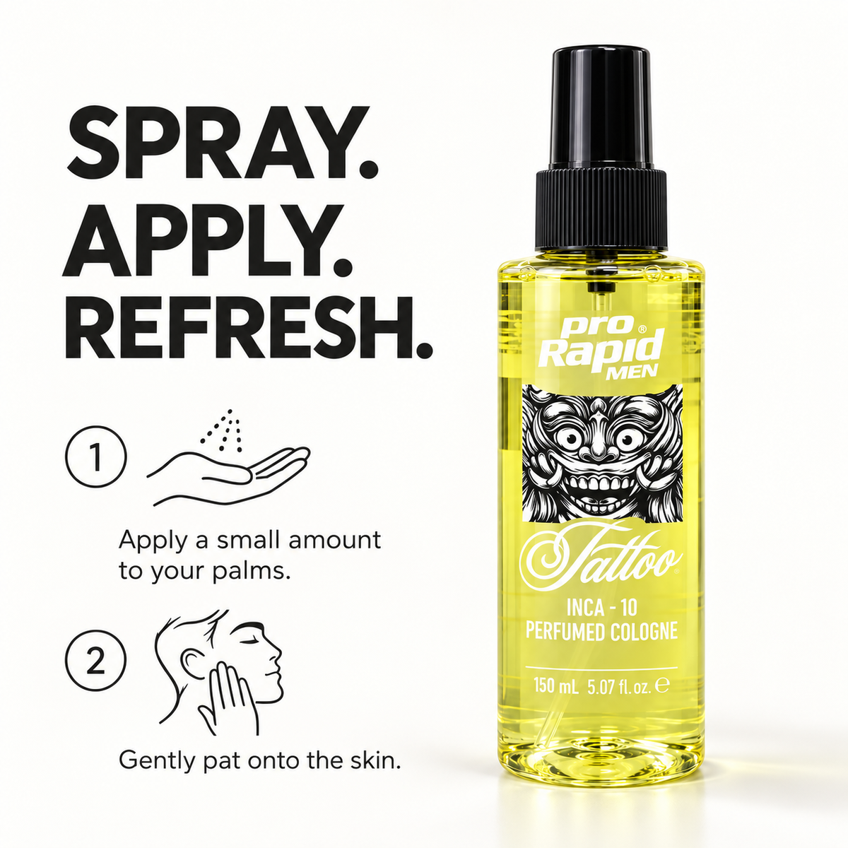 ProRapid INCA 10 Tattoo Perfumed Cologne how to apply to the skin