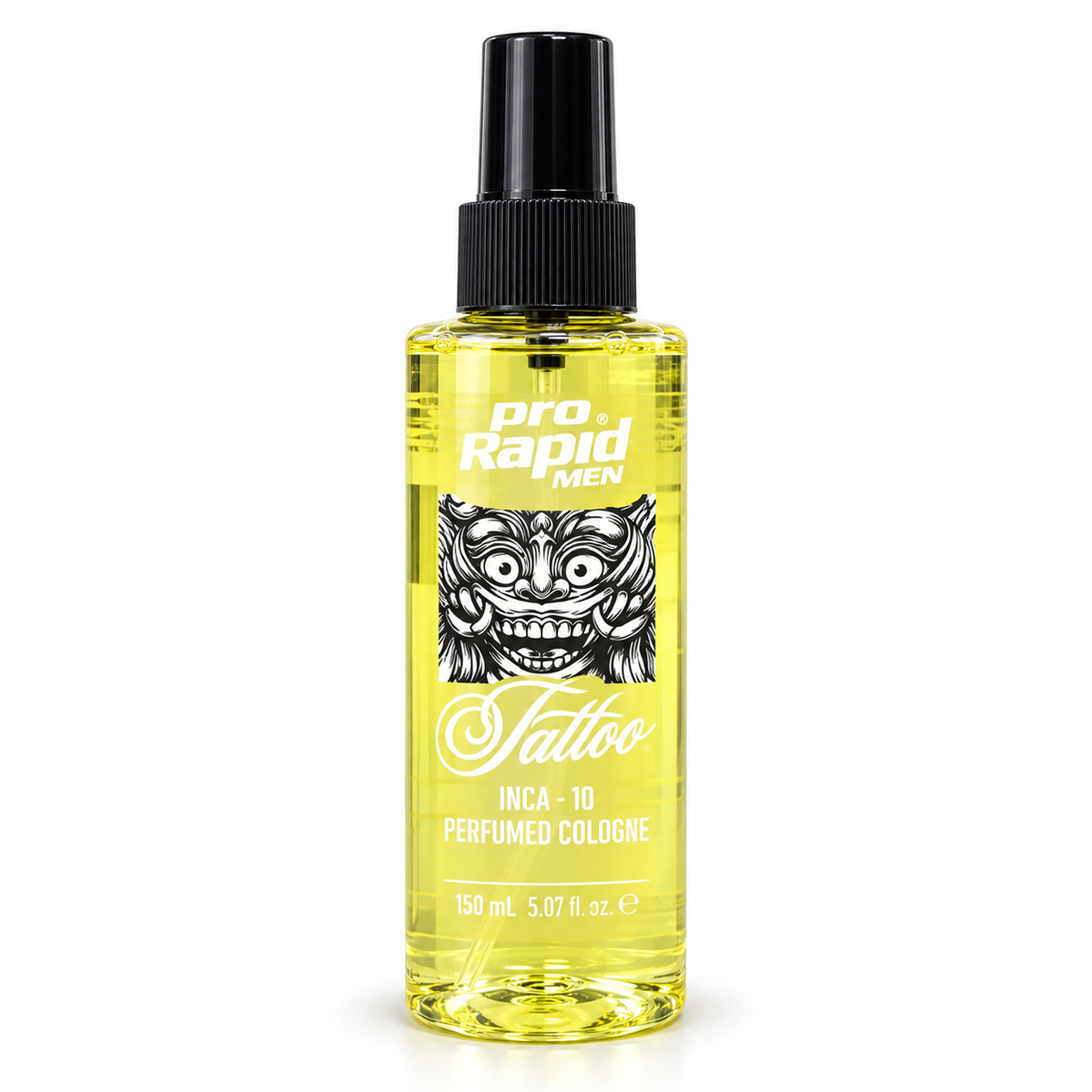 ProRapid INCA 10 Tattoo Perfumed Cologne Spray 150ml pale yellow bottle on a white background